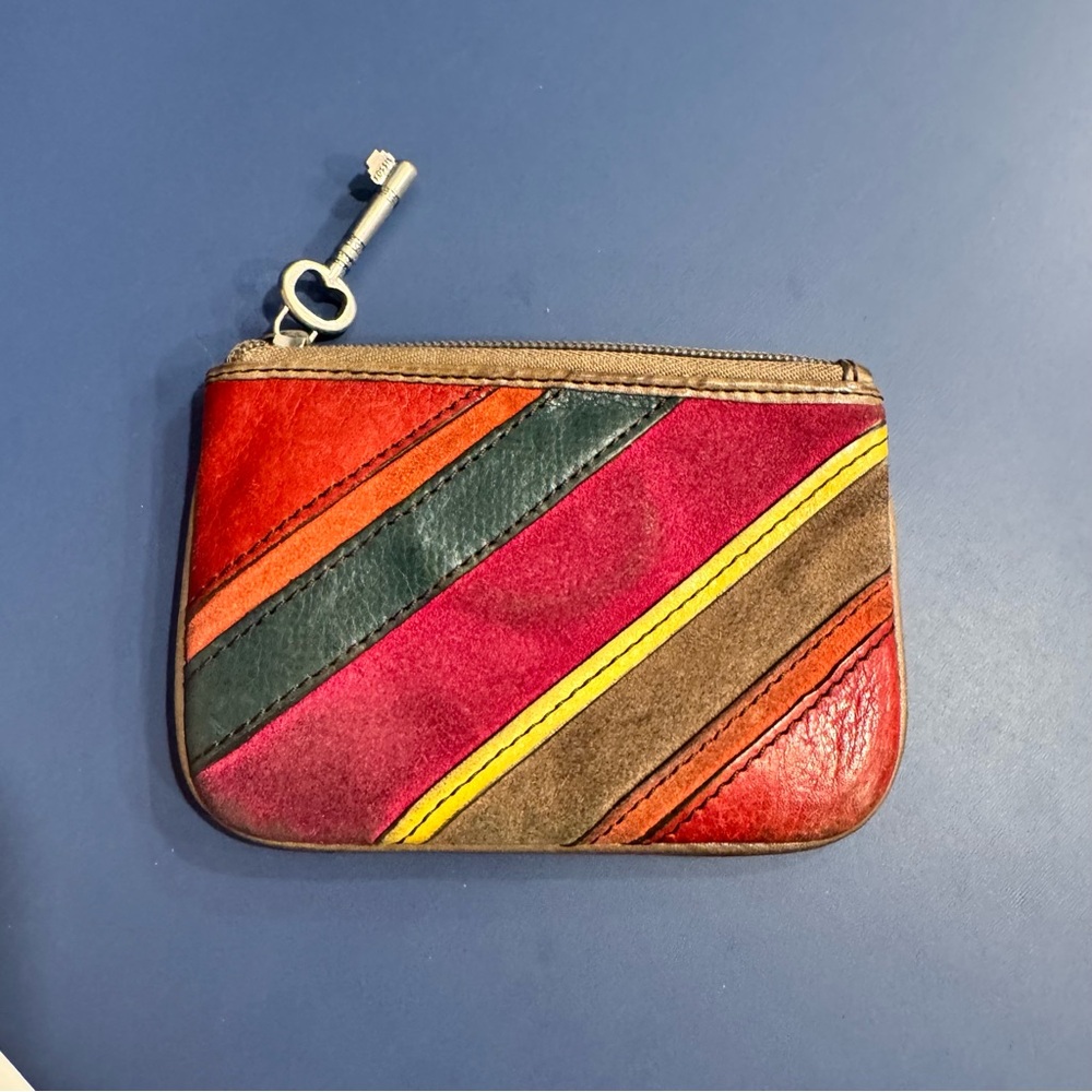 Vintage Fossil Colorful Striped ID card holder Coin Purse